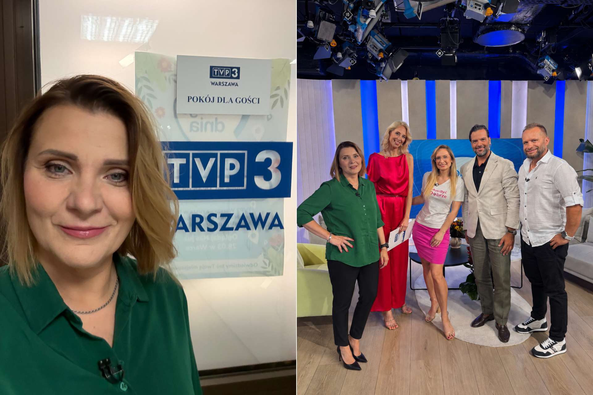 Przewodnik opowiada o zwiedzaniu Warszawy podczas programu telewizyjnego.
